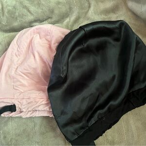 Pink and Black Satin Bonnets
